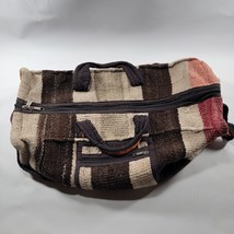 Striped Knitted Brown Tan Duffle Bag Tote 18x9x8 Inches Handles Shoulder... - $30.01