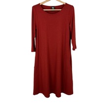 Pure Essence Dress Women Small Burnt Red Bamboo Cotton Stretch A-Line 3/... - £31.43 GBP