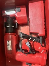 Vintage Milwaukee 12V HI TORQUE DRIVER DRILL metal tool box charger &amp; batt - £34.56 GBP