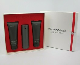 Emporio HE by Giorgio Armani 3 Pcs Set: 1.7 oz EDT Spray &amp; 2 x 2.5 oz S/G NIB - £67.25 GBP