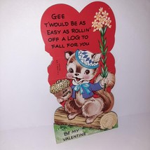 Vtg 40s A-meri-Card Die Cut Valentine&#39;s SQUIRREL w/Acorn 3D Fold Out - £7.80 GBP