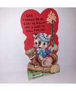 Vtg 40s A-meri-Card Die Cut Valentine&#39;s SQUIRREL w/Acorn 3D Fold Out - £7.91 GBP