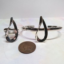 All 925 Sterling Silver Matching Ring &amp; Cuff Bangle Bracelet Teardrop Set 16gr - £33.35 GBP