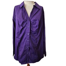 Lane Bryant Purple Button Up Long Sleeve Blouse Size 18 - £19.55 GBP