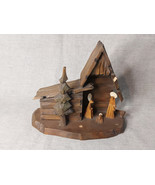Vintage Handcarved Swiss Musical Movement Wooden Nativity; Silent Night - $51.41
