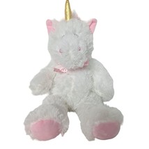 White Unicorn Sitting Plush Pink Polka Dot Bow Stuffed Animal 18.5&quot; - £18.72 GBP