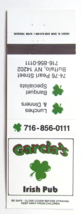 Garcia&#39;s Irish Pub - Buffalo, New York Restaurant 20 Strike Matchbook Cover NY - $1.75