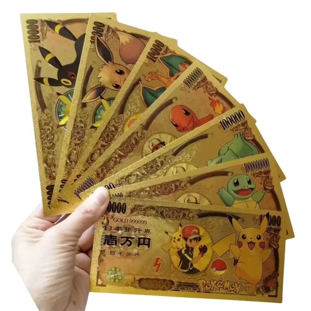 Anime Pokemon Cards Pikachu Pokeball gold banknote pvc Banknote classic - £11.27 GBP