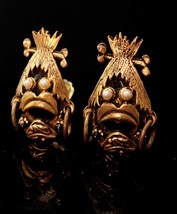 1930s figural earrings - Bizarre Vintage mask &amp; earrings - african jewel... - £155.87 GBP