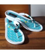 Grandco Sandal Size 8 Lightweight Foam Flip Flops Heel Turquoise Teal White - £21.98 GBP