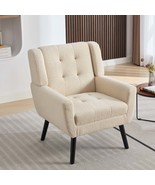 Modern White Teddy Ergonomic Accent Chair with Black Legs for Living Room - $238.99