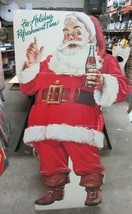 1960s Life Size Santa Christmas Coca Cola Bottle Sign Holiday Refreshment  - $653.22