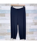 Eileen Fisher Wide Leg Cropped Ribbed Knit Pants Black Refibra Womens Small - $59.39