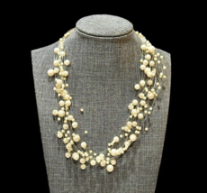 Floating Faux Pearl Necklace Multi-Strand 16 Inch Illusion Vintage - $14.39