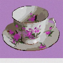 Pepita Needlepoint Canvas: Teacup Lavender, 7&quot; x 7&quot; - £39.31 GBP+