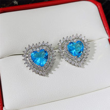 Personalized Girls Peach Heart Earrings Earrings Mori Zircon Love Earrings - £7.95 GBP