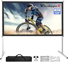 Projector Screen And Stand, 120 Inch 1.5 Gain Pvc Portable Outdoor Movie... - $185.99