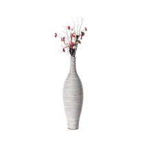 6.5 x 24 in. Modern Decorative Bottle Shape Floor Vase Ribbed Design Whi... - $183.46