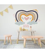 Pastel Color Heart Rainbow Boho Decals with Girls Name - Nursery Customi... - £77.58 GBP