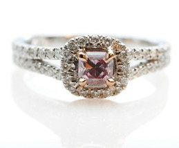 0.83ct Natural Fancy Purple Pink Diamond Engagement Ring 14K White Gold Radiant - £6,400.37 GBP