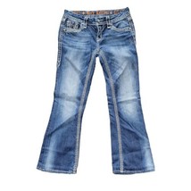 Rock Revival Blue Denim Kai Boot Flat Front 5th Pockets Jeans Capri Wome... - $30.53