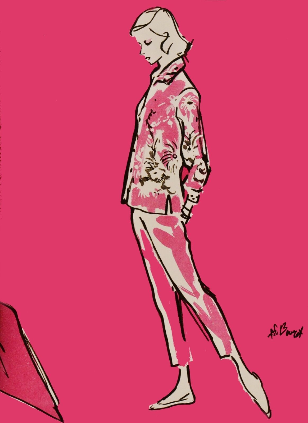 Decoration poster.Interior design Art.Retro fashion.Red.Modeling.6316