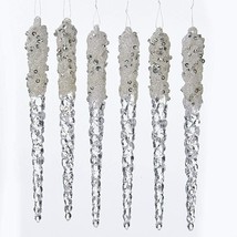 Kurt Adler Set Of 6 Acrylic Faux Crystal Glittered Icicle Xmas Ornaments H0710 - $7.88
