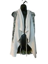 Hem &amp; Thread Vest Womens Gray Camo Knit Pockets Hooded Vest Size Small NEW - $14.65