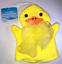 Yellow Ducky Duck Bath Time Sponge Washing Puppet mesh scrubby ages 2+-SHIPS N24 - £14.64 GBP