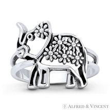 Elephant Spirit Animal .925 Sterling Silver Stackable Right-Hand Boho Gypsy Ring - £17.25 GBP