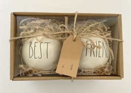 Rae Dunn Best Friend Set Two Ceramic Christmas Ornaments by Magenta Red Ribbons - £19.99 GBP