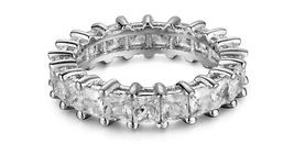 ADIRFINE 925 Sterling Silver 3MM Princess Cut Cubic Zirconia Eternity Ring - $47.99