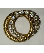 Double Ring Clear Rhinestones Brooch Scarf Pin Vintage - £12.64 GBP