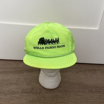 Vintage Wells Fargo Bank Hat Cap Rope Adjustable Neon Green 80’s Style S... - $15.00