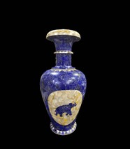 18&quot; Marble Vase Semi Precious Stone Lapis Work Unique Flower Vase For Home Decor - £1,119.47 GBP