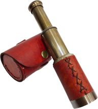 6&#39;&#39; Solid Brass Handheld Spyglass Telescope with Brown Leather Case Func... - $14.85