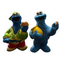 Vintage Cookie Monster Figurines Set Of 2 Sesame Street Collectibles Blu... - $9.60