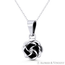 Rose Flower Love &amp; Romance Charm Oxidized 925 Sterling Silver 3D 29x16mm Pendant - £18.66 GBP+