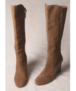 Franco Sarto L Walker Knee Boots 8 M Light Brown Suede Leather Wedge Hee... - $459.70 MXN