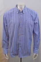 Tommy Hilfiger Extra Large 80&#39;s Two Ply Fabric Blue Long Sleeve Pinstrip... - £7.80 GBP