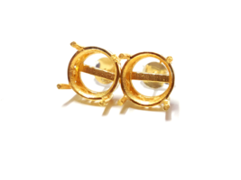 14K Gold Semi Mount Earstuds 11 mm Round gold Stud Earrings 14k gold Mountings - £514.01 GBP