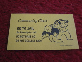 2004 Monopoly Board Game Piece: Go To Jail Community Chest Card - £0.81 GBP