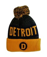 Detroit D Patch Ribbed Cuff Knit Winter Hat Pom Beanie (Orange/Navy Patch) - €12,74 EUR