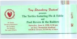 Vintage Paul Revere Il Raiders Il Turtles Ticket Stub Giugno 6 1998 Troy Ohio - £35.72 GBP