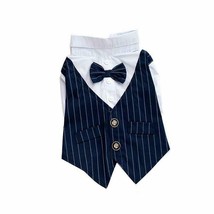 Tie Tuxedo Wedding Bow Pet Clothes Dog Strips Shirt Dress Costume XL-Nav... - £9.88 GBP