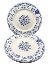 ROYAL STAFFORD FRENCH TOILE BLUE &amp; WHiTE FLORAL Dinner Plates Set Of 4 NWT  - £63.38 GBP