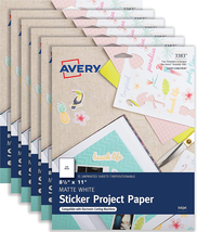 Avery Printable Sticker Paper, Matte White, 8.5 x 11&quot;, Inkjet Printer, 90 Sheets - £72.40 GBP