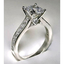 Fiançailles Bague 2 CT Princesse Coupe Solitaire Vrai Moissanite Plaqué or Blanc - £122.23 GBP