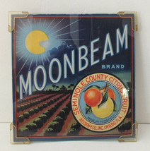 Moonbeam Brand Citrus Fruit Crate Label Vintage Framed Between Glass 6.75&quot;x6.75&quot; - £13.45 GBP