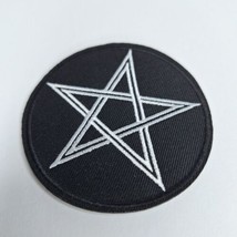 Pentagram Patch White Five Pointed Star Satanic Goth Punk Embroidered Iron On 3&quot; - £3.94 GBP